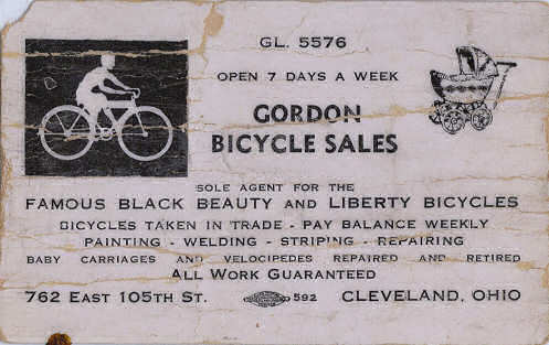 A pre-1954 business card. Like many home-based businesses of the time, the store was open seven days a week. Note the "bug" showing that the card was printed by union labor.